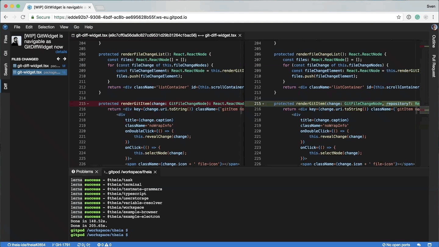 Gitpod Diff Editor