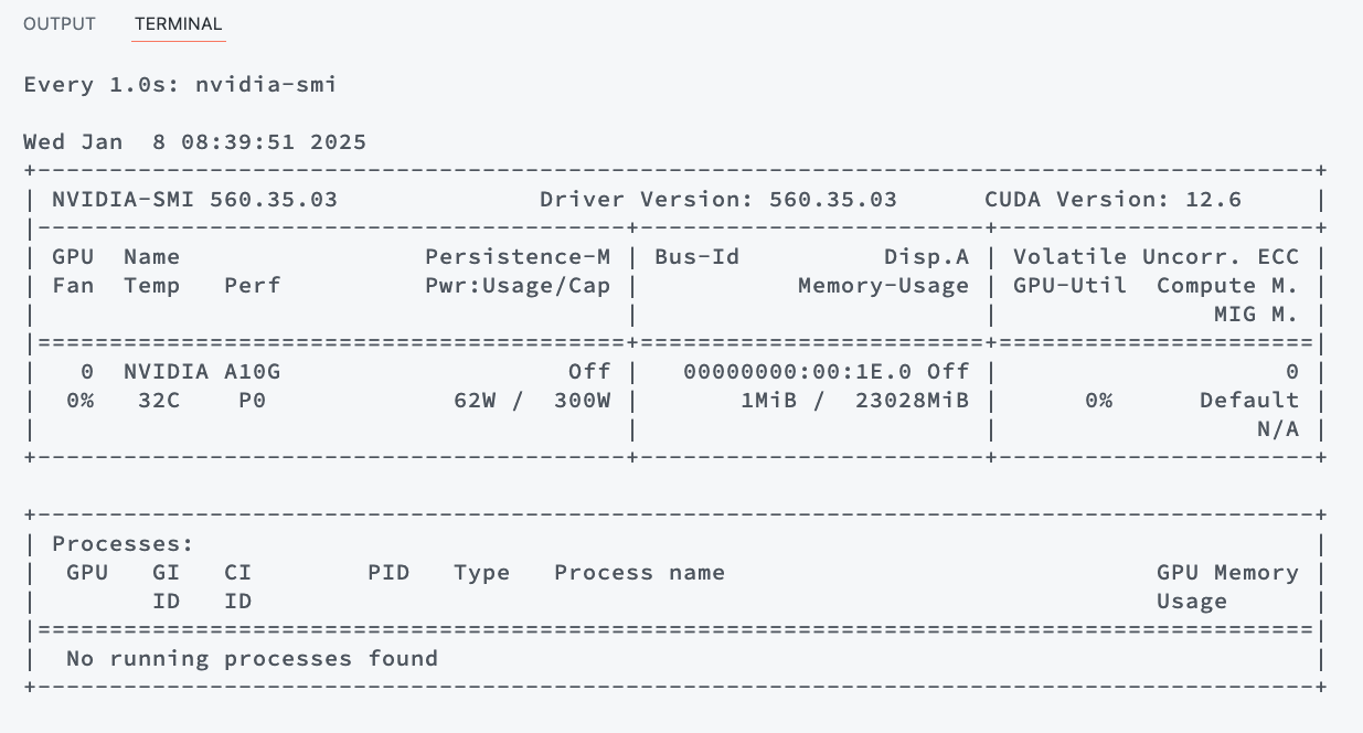 Output from nvidia-smi command