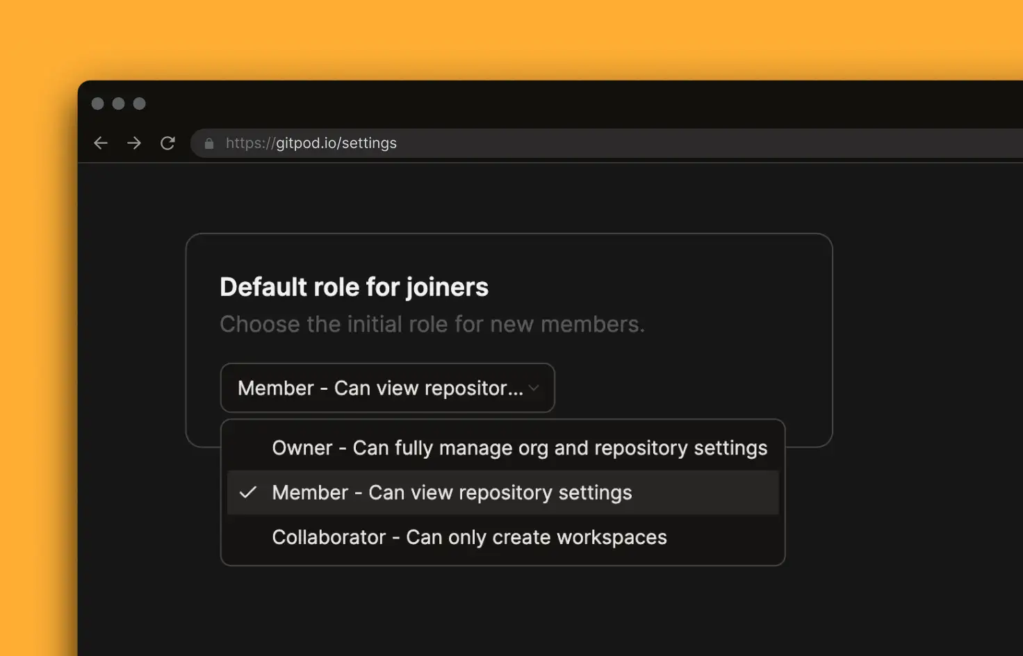 Customizable default role for New organization members
