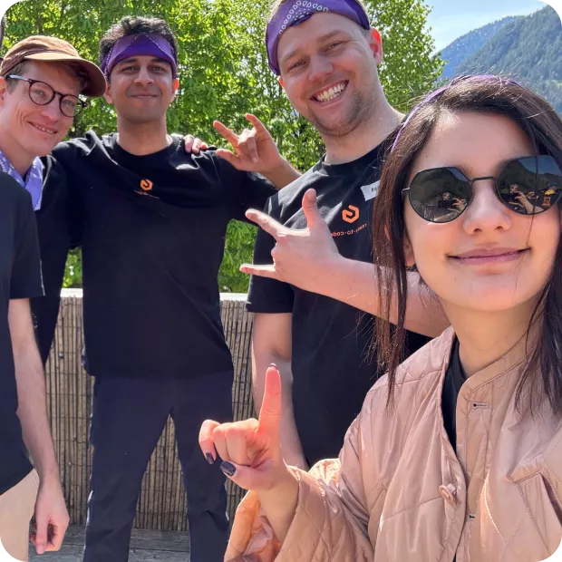 Gitpod team members taking a selfie.